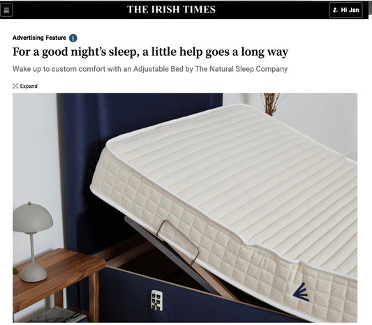 Irish Times Adjustable Beds Ireland feature the Natural Sleep Company 